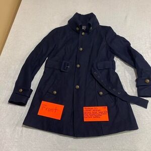 Forever 21 women Medium Blue belted trench coat with gold tone buckles. SKU134